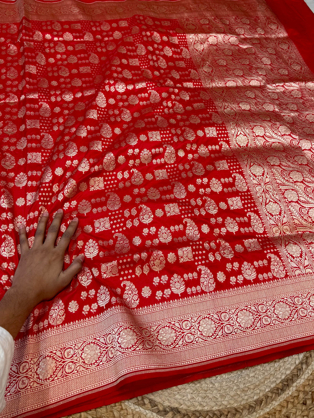 Red 100% Pure Banarasi Katan Silk Saree