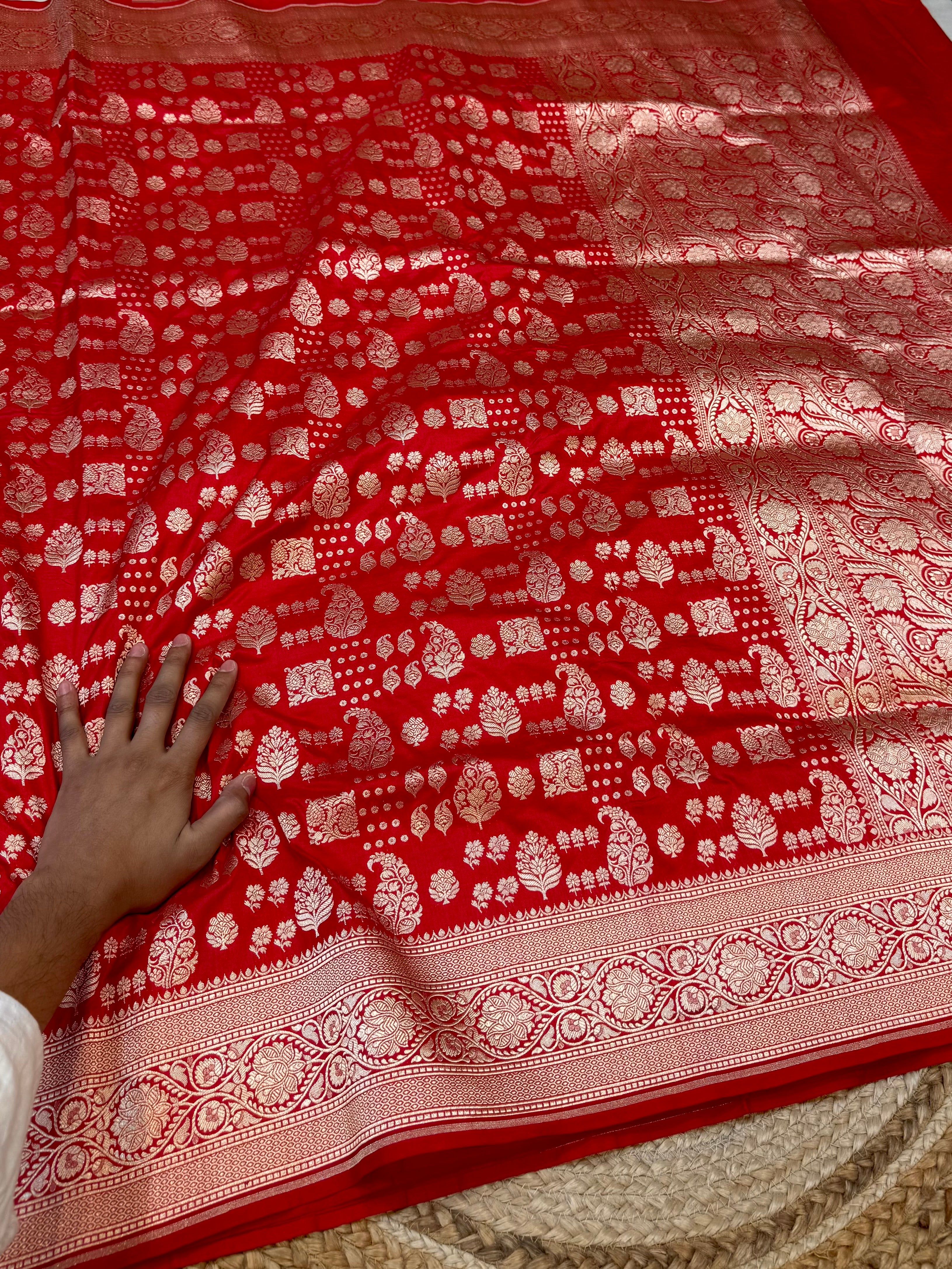 Red 100% Pure Banarasi Katan Silk Saree