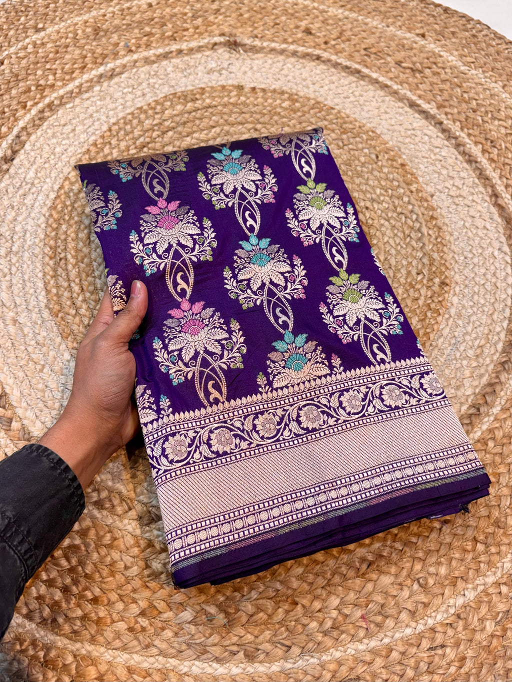 Prebook | Violet Purple 100% Pure Banarasi Katan Silk Meenakari Saree