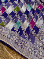 Royal Blue Exclusive Pure Banarasi Katan Silk Rangkaat Saree