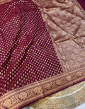 Burgundy Wine 100% Pure Banarasi Khaddi Georgette Saree