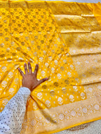 Yellow 100% Pure Banarasi Katan Silk Saree