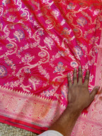 Dual Shade Pink 100% Pure Banarasi Katan Silk Meenakari Saree