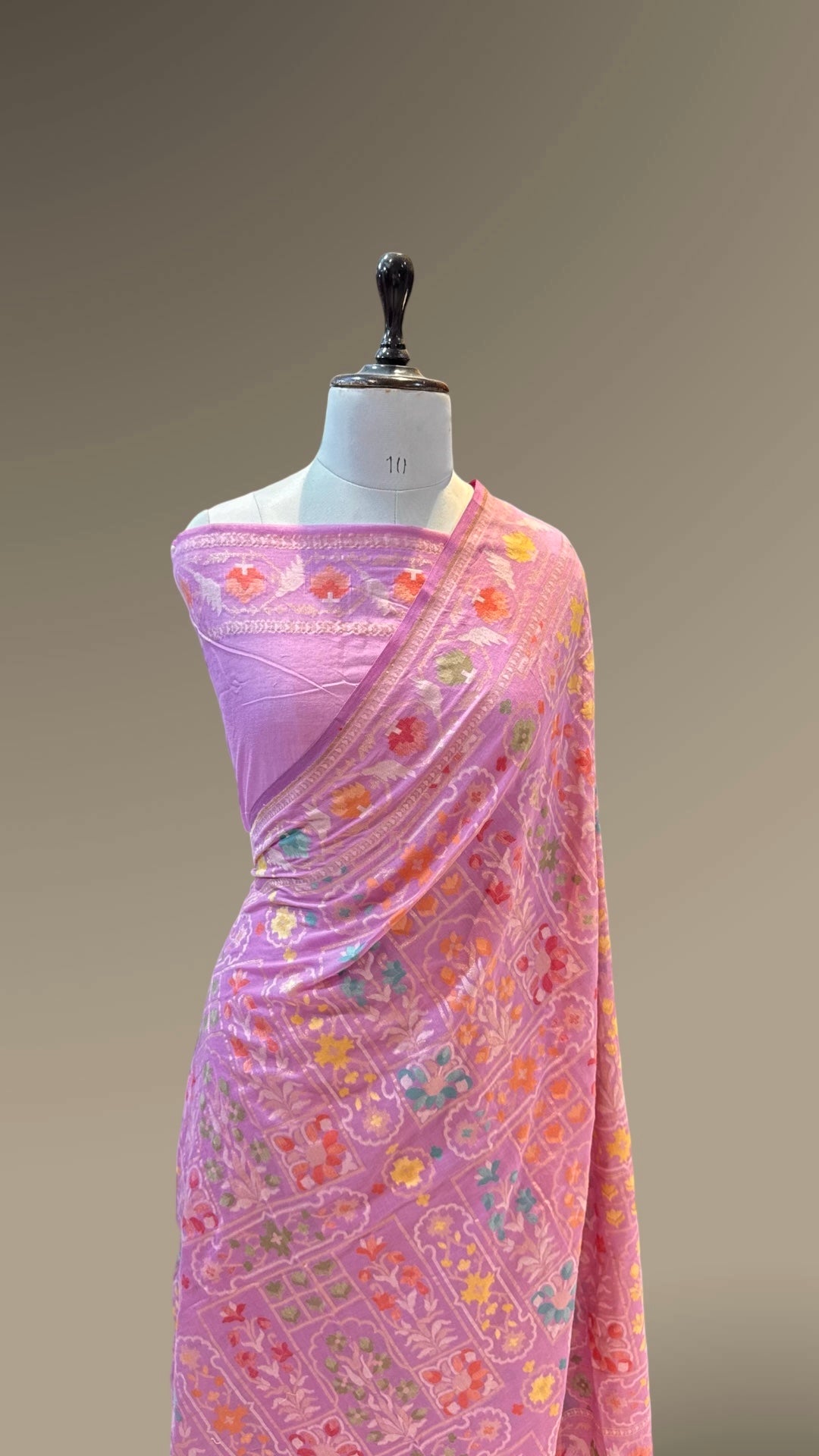 Prebook | Light Pink 100% Pure Ektara Banarasi Cotton Jamdani Saree