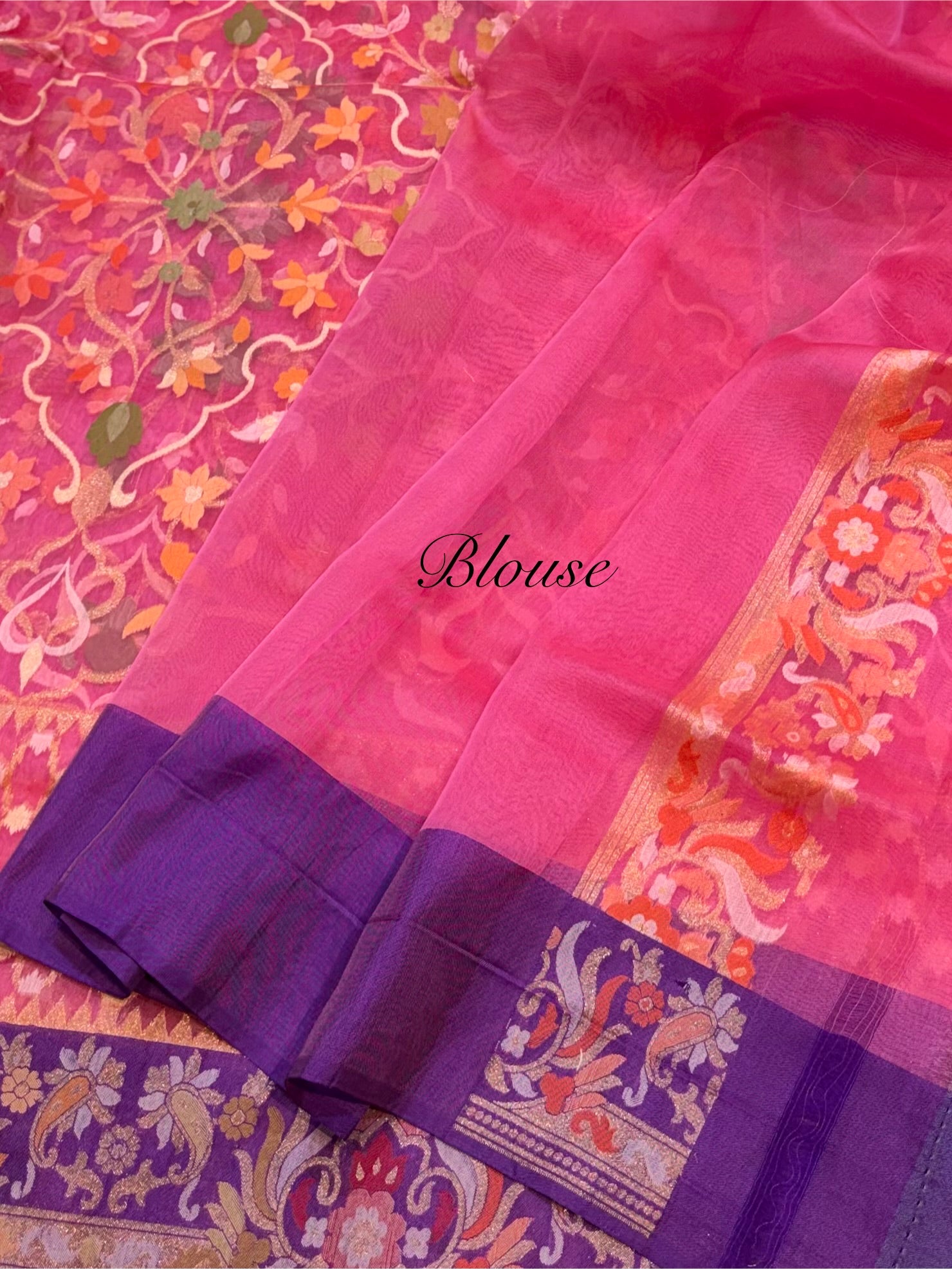 Prebook | Baby Pink 100% Pure Ektara Banarasi Kora Jamdani Saree