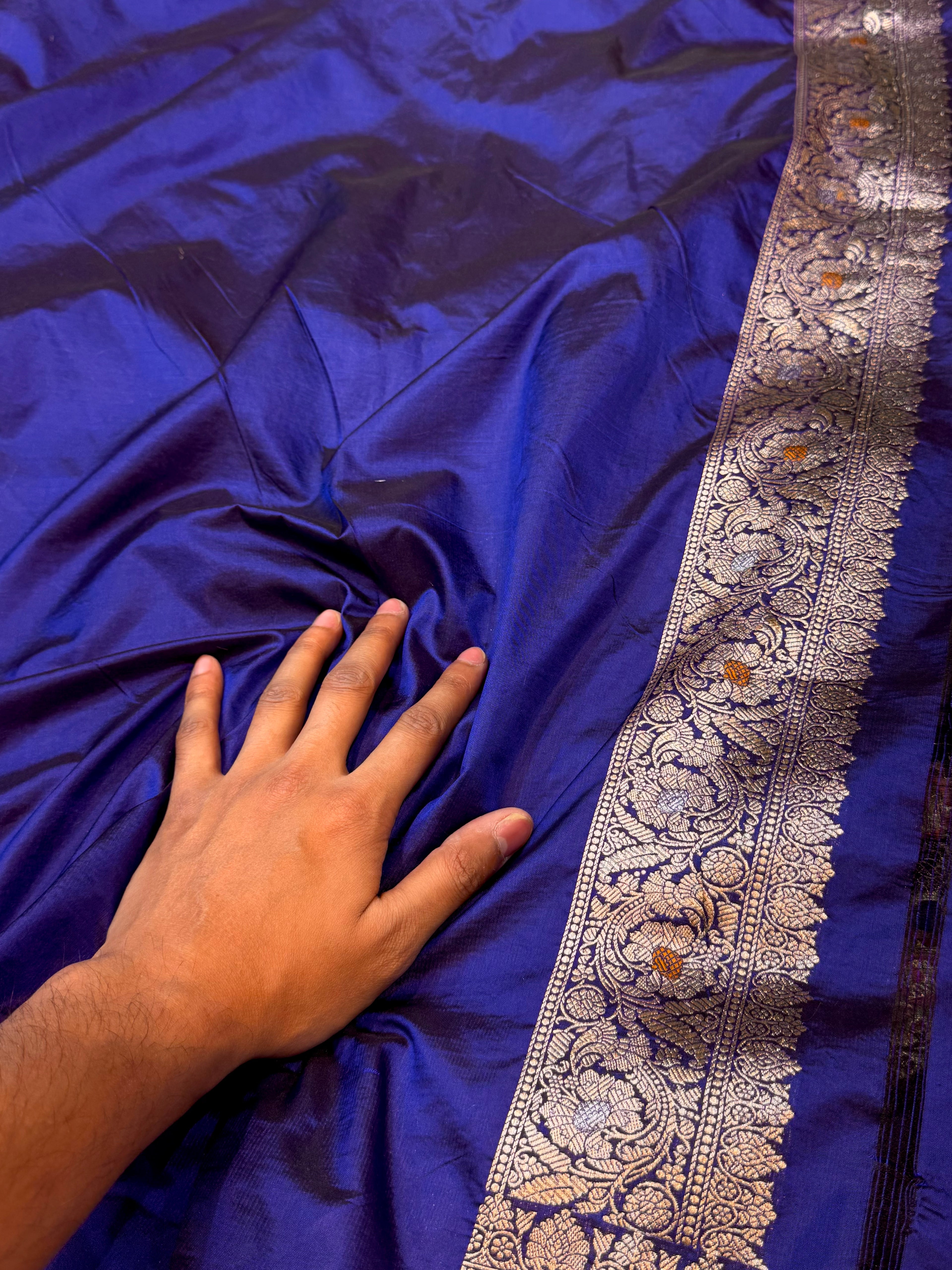 Royal Blue 100% Pure Banarasi Katan Silk Meenakari Saree