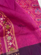 Magenta Pink 100% Pure Ektara Banarasi Kora Jamdani Saree