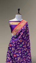 Prebook | Purple 100% Pure Ektara Banarasi Kora Jamdani Saree