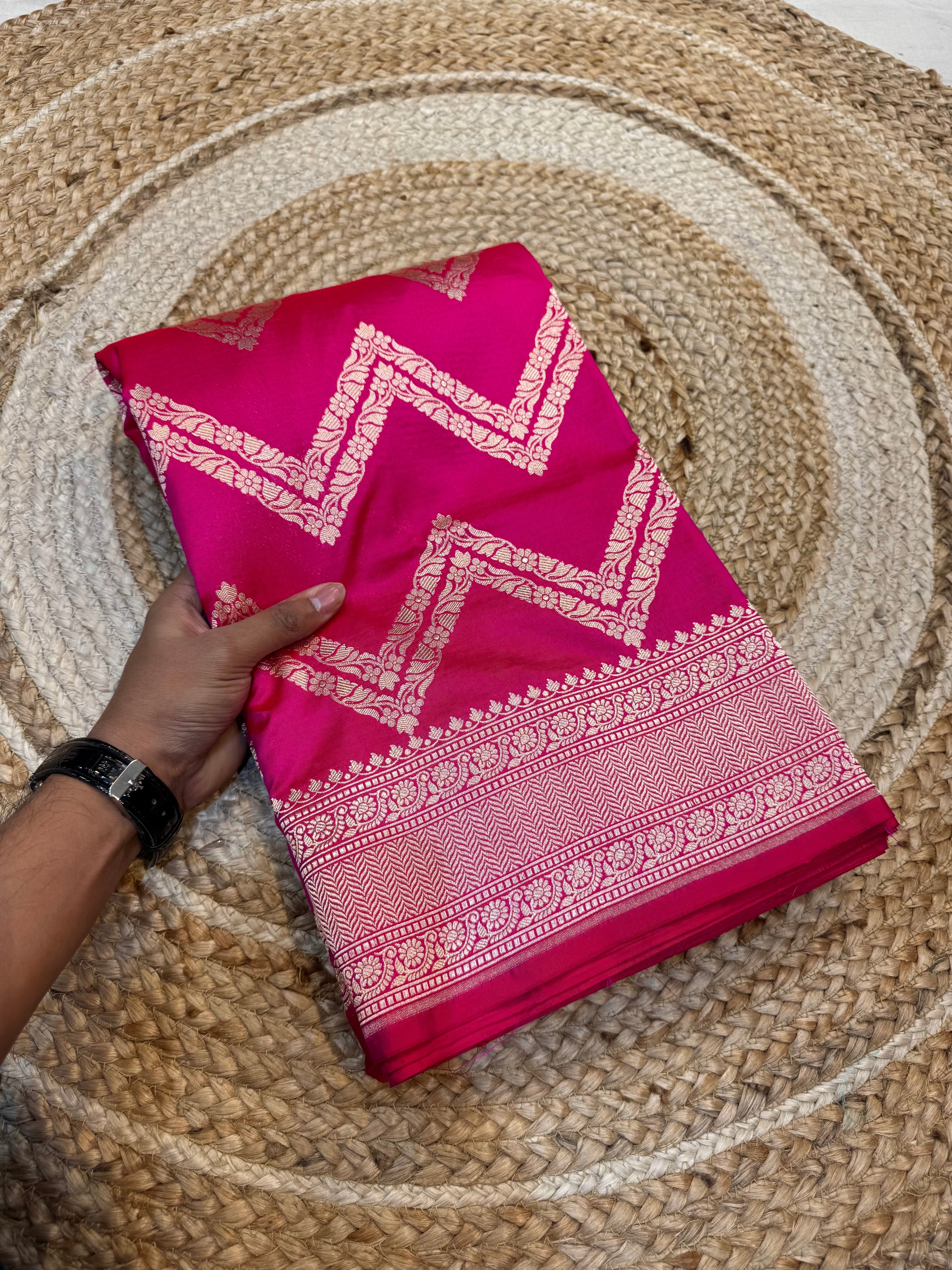 Prebook | Rani Pink 100% Pure Banarasi Katan Silk Saree