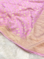 Lavender 100% Pure Banarasi Premium Khaddi Georgette Saree