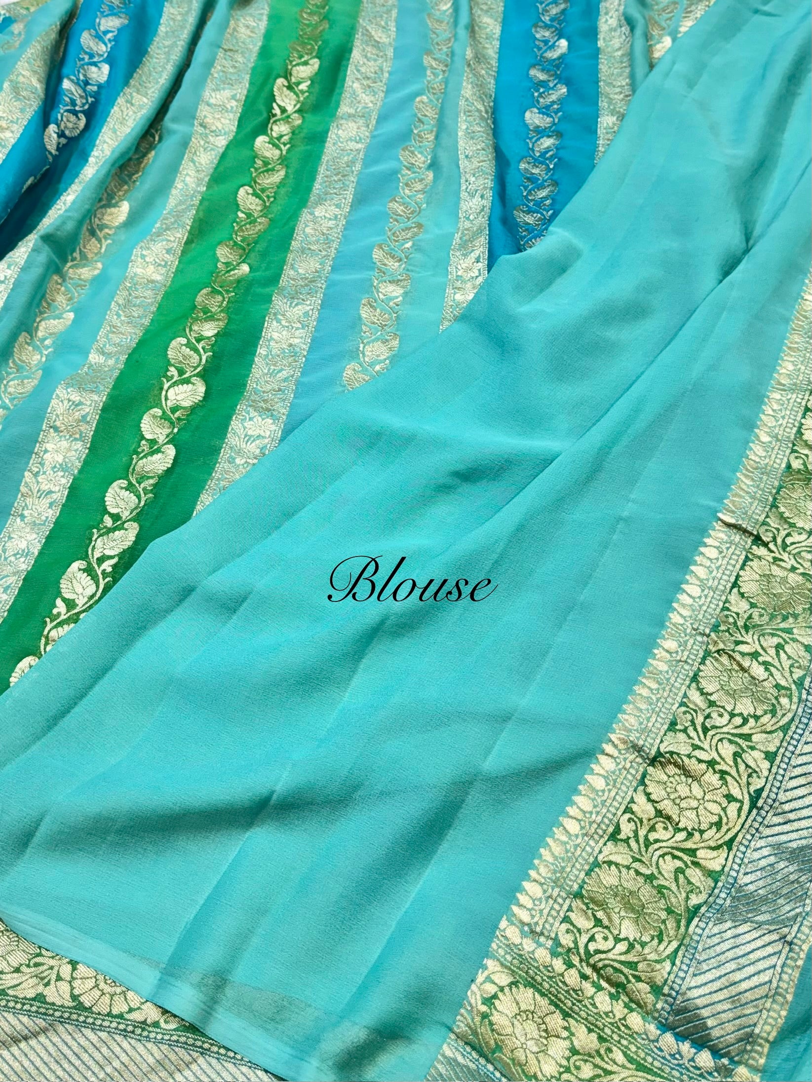 Blue 100% Pure Banarasi Khaddi Georgette RANGKAAT Saree