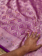 Magenta Pink 100% Pure Banarasi Katan Silk Meenakari Brocade Saree