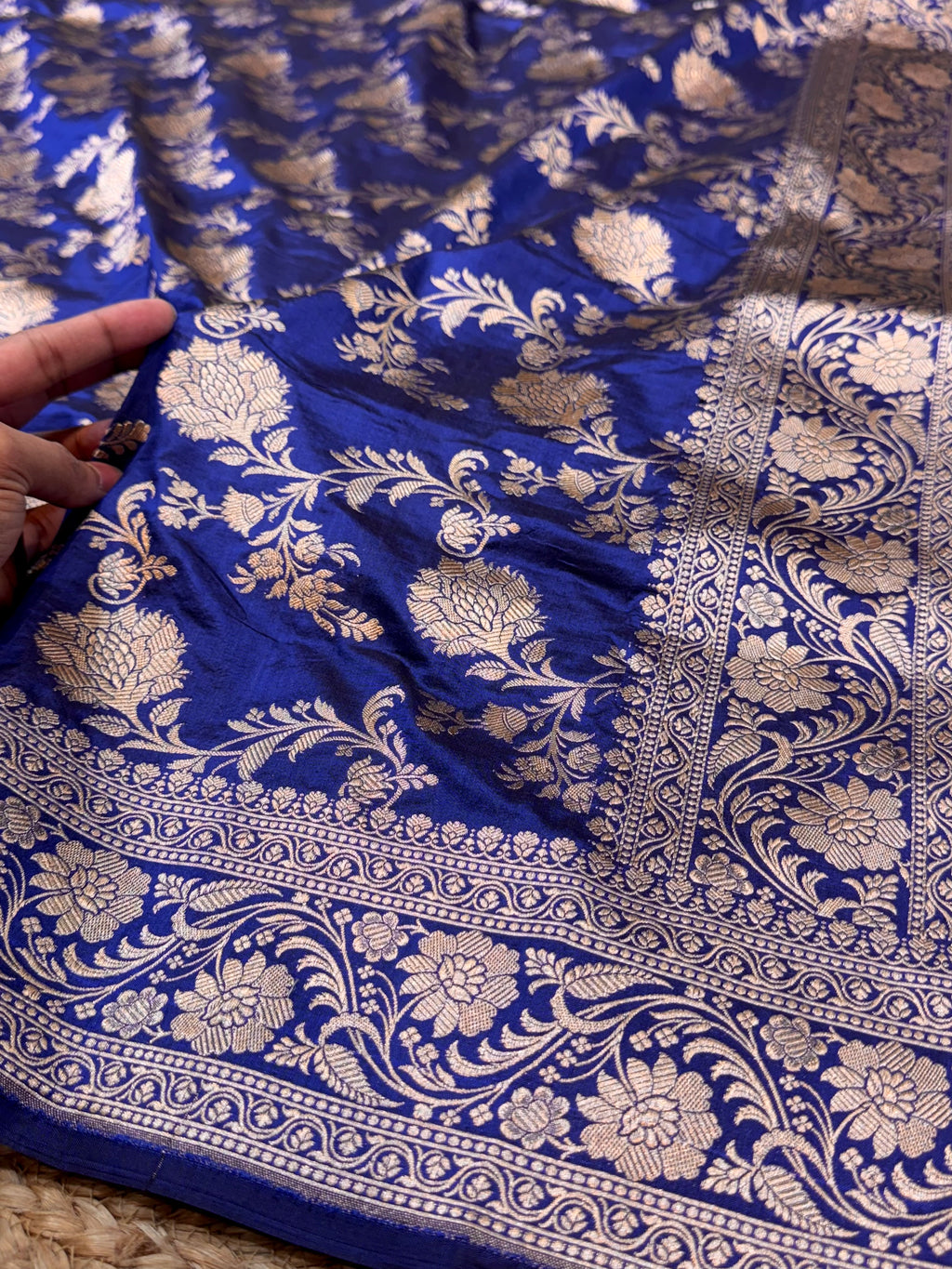 Royal Blue 100% Pure Banarasi Katan Silk Saree