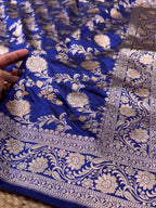 Royal Blue 100% Pure Banarasi Katan Silk Saree