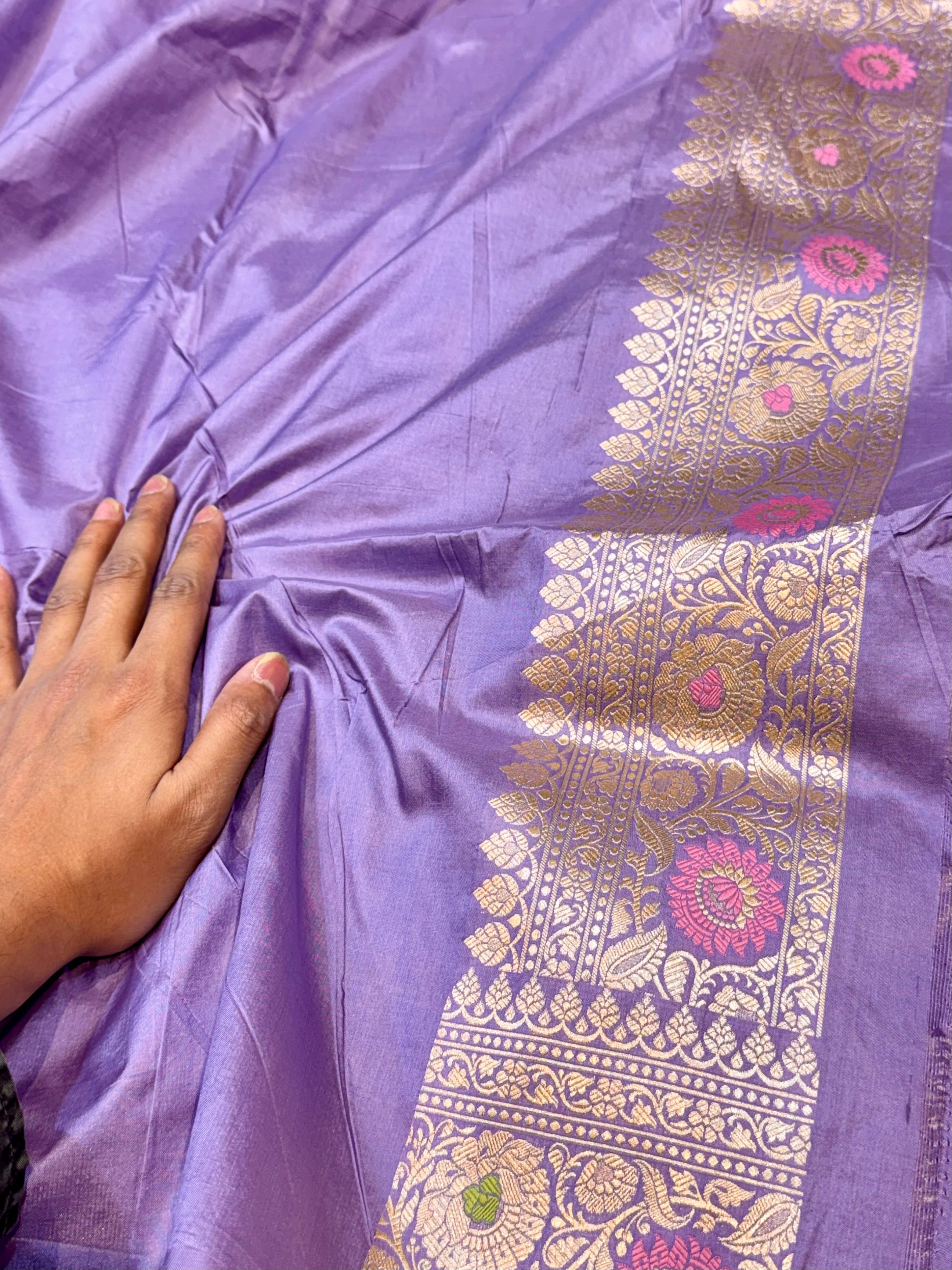 Prebook | Lavender 100% Pure Banarasi Katan Silk Meenakari Saree