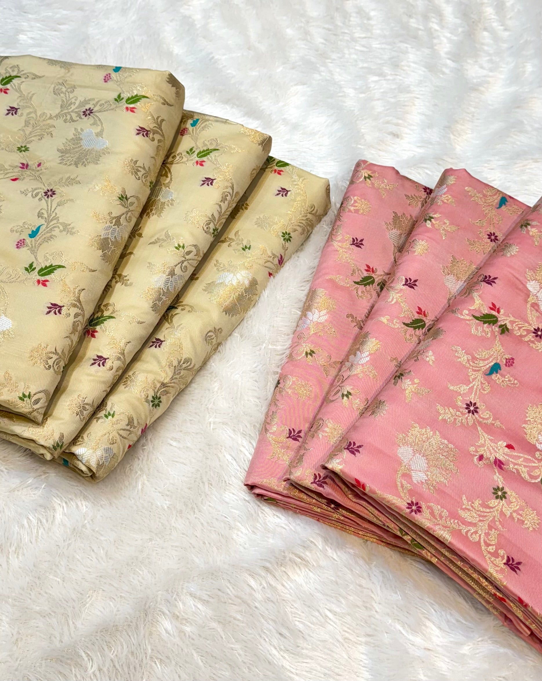 Baby Pink Banarasi SemiKatan Silk Partywear Saree