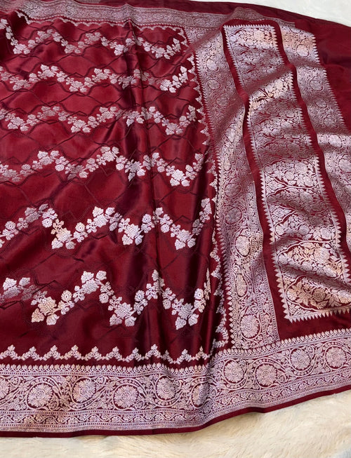 Coca Cola Banarasi Soft Mashru Silk Partywear Saree