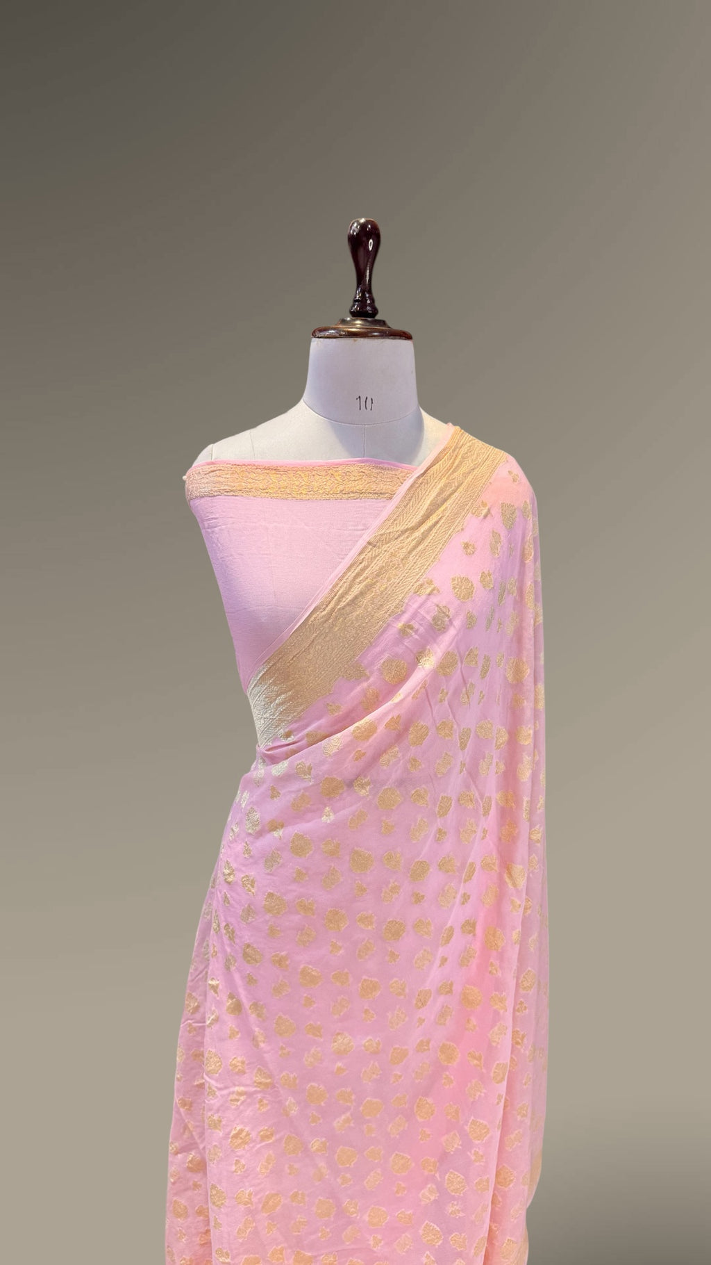 Baby Pink 100% Pure Banarasi Premium Khaddi Georgette Saree