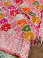 Peach 100% Exclusive Pure Banaras Katan Silk Rangkaat Saree