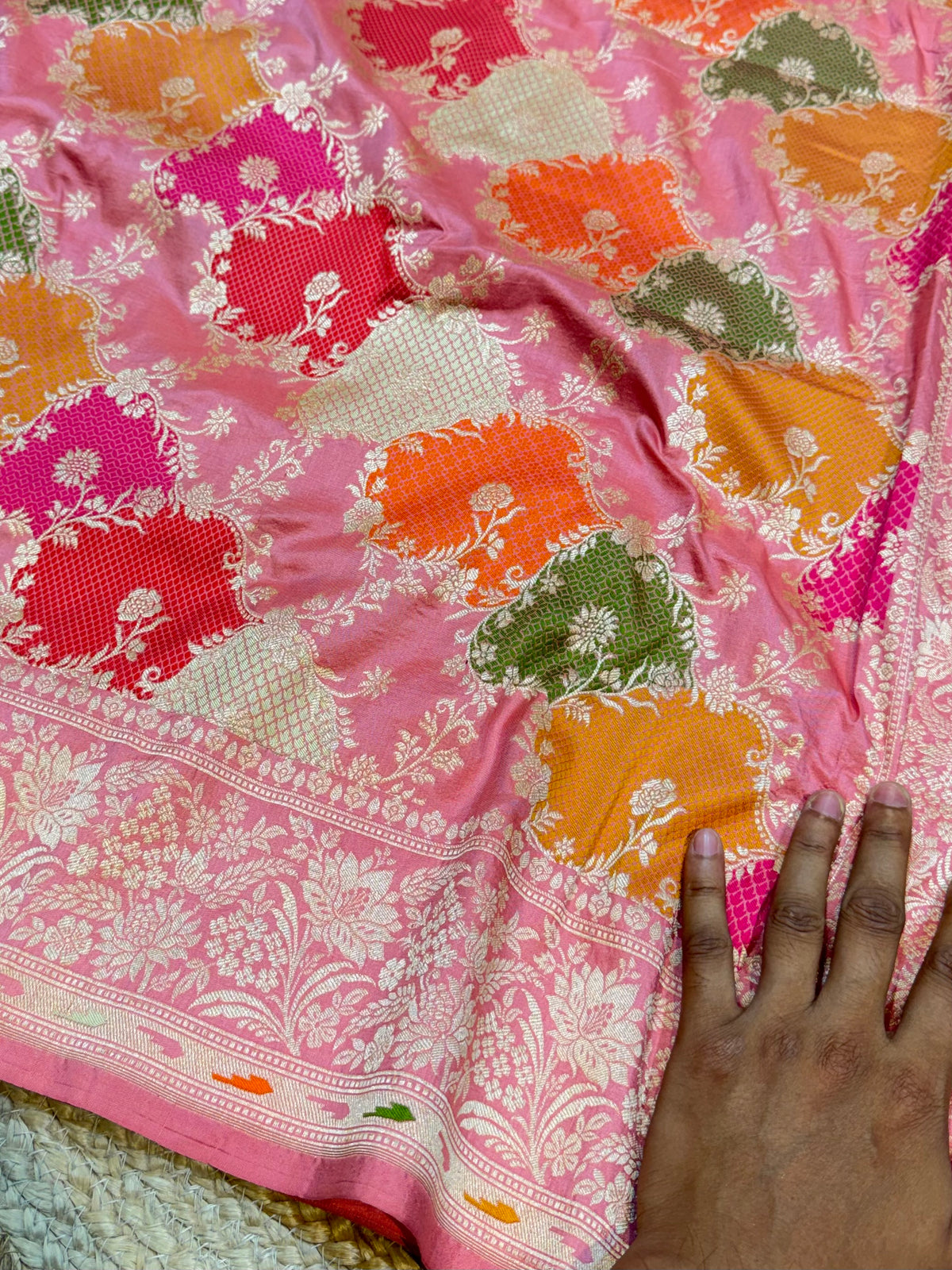 Peach 100% Exclusive Pure Banaras Katan Silk Rangkaat Saree