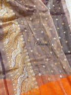 Prebook | Dark Blue Pure Banarasi Ektara Kora Jamdani Saree