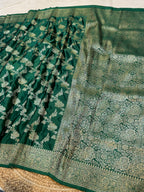Emerald Green Soft Mashru Silk Partywear Saree