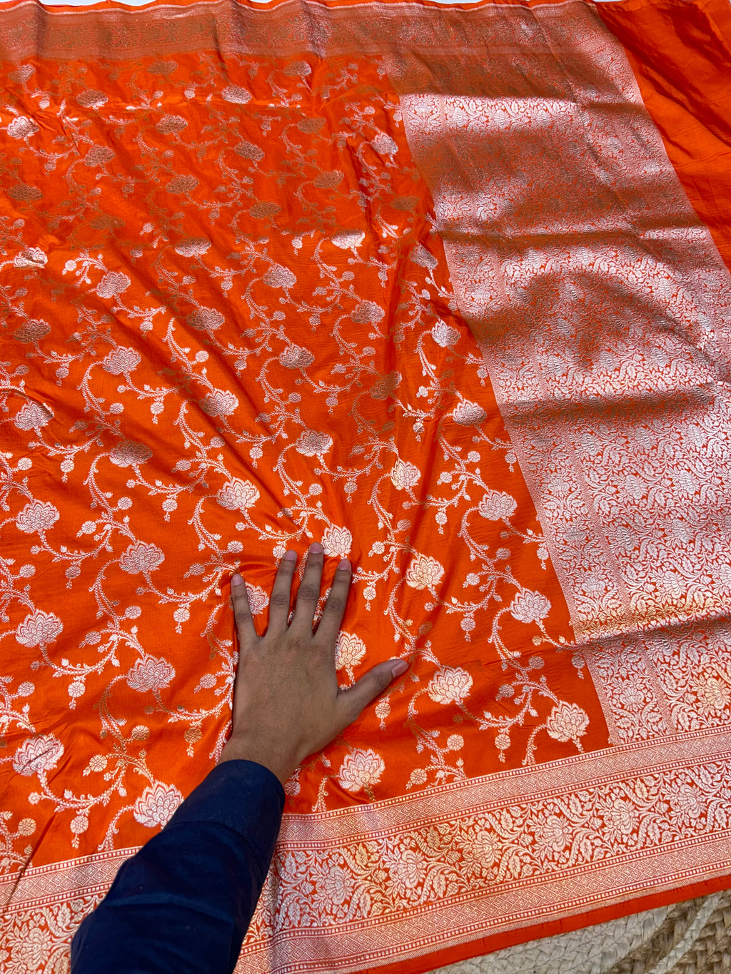 Fanta Orange 100% Pure Banarasi Katan Silk Saree