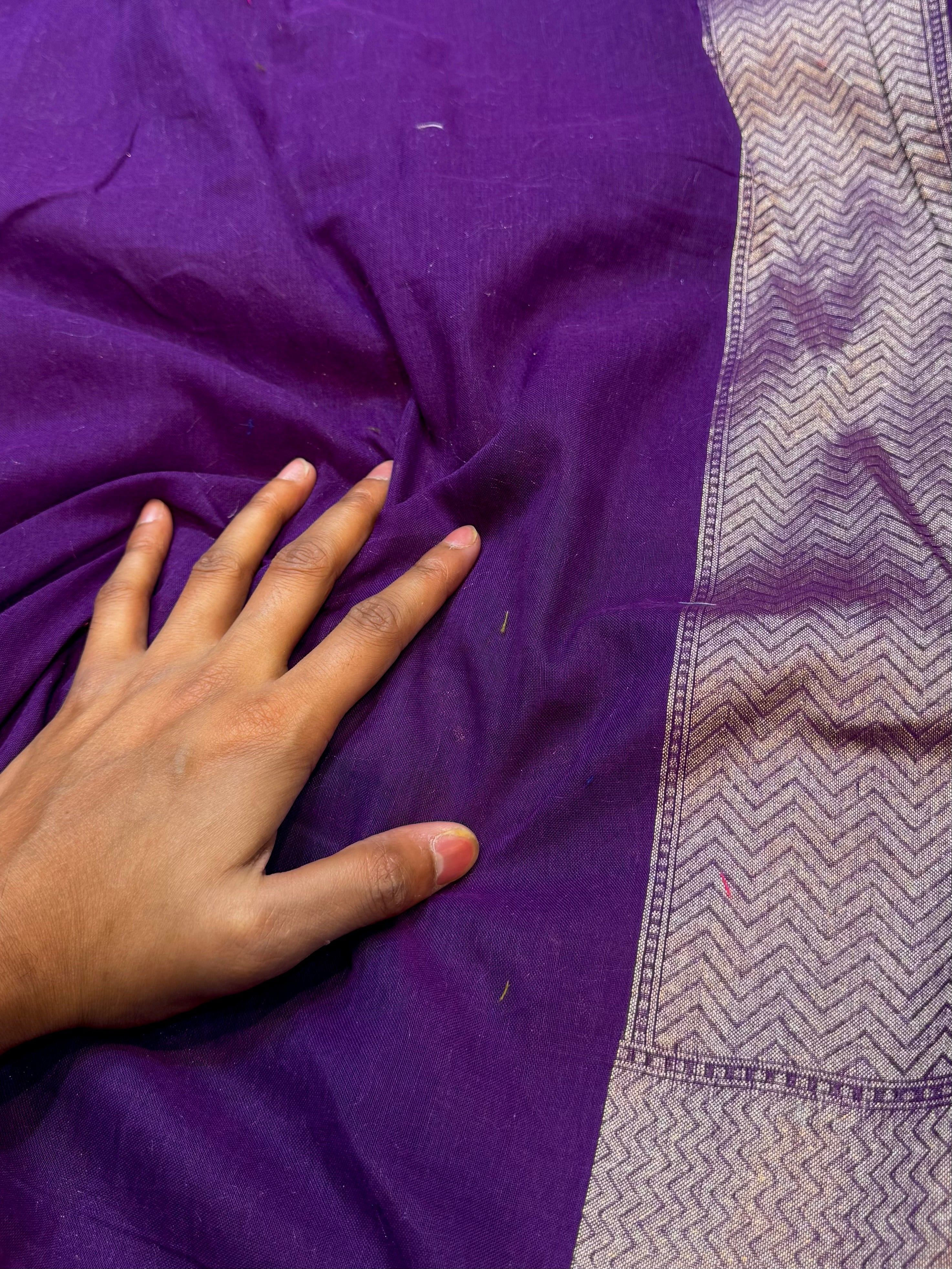 Purple 100% Pure Ektara Banarasi Cotton Jamdani Saree