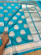Sea Green 100% Pure Banarasi Katan Silk Meenakari Saree
