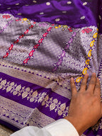 Violet Purple 100% Pure Banaras Katan Silk Handloom Handwoven Pattu Saree
