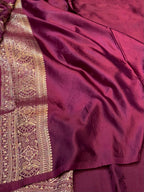 Wine Banarasi Soft Mashru Silk Partywear Saree