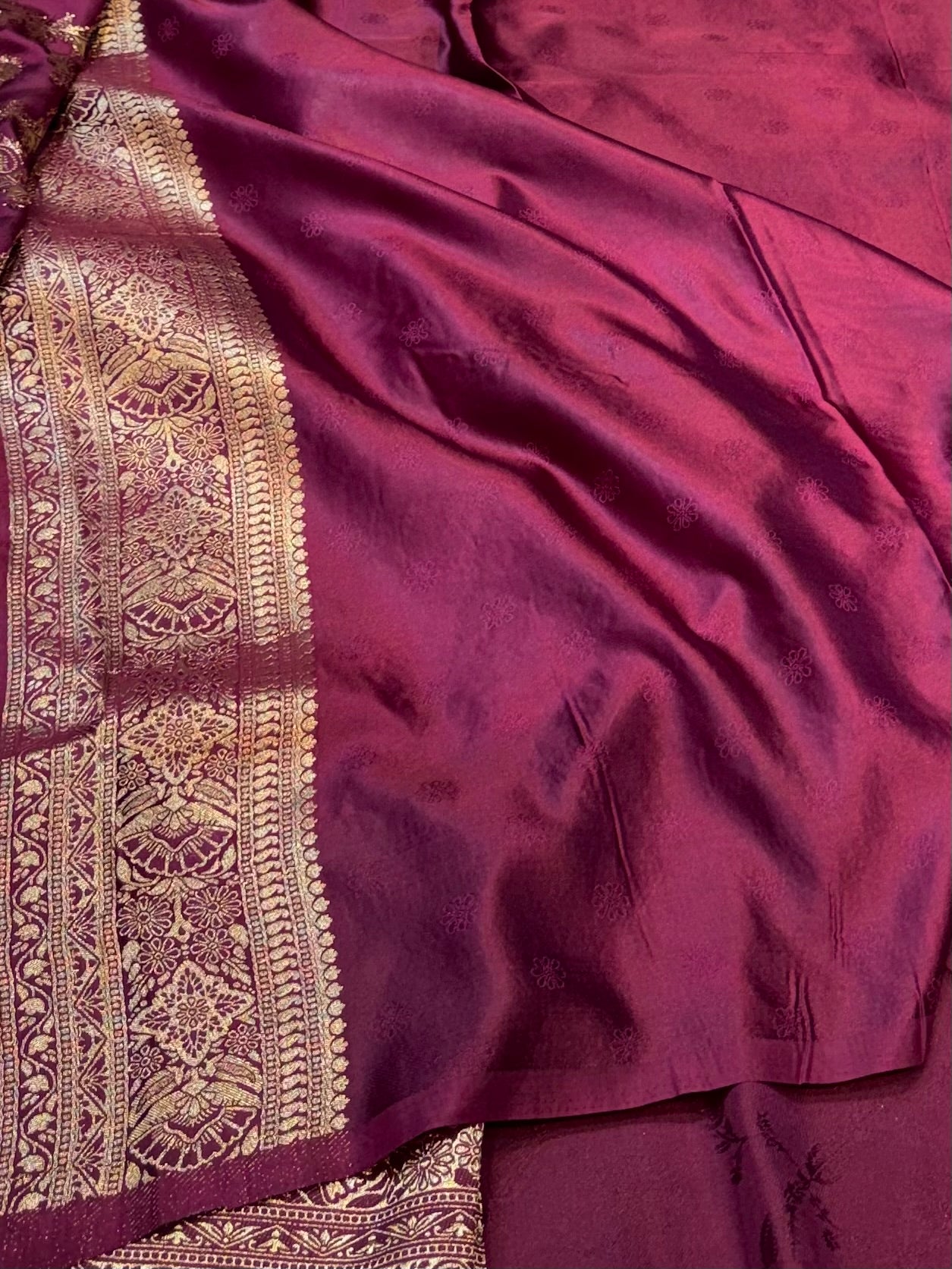 Wine Banarasi Soft Mashru Silk Partywear Saree