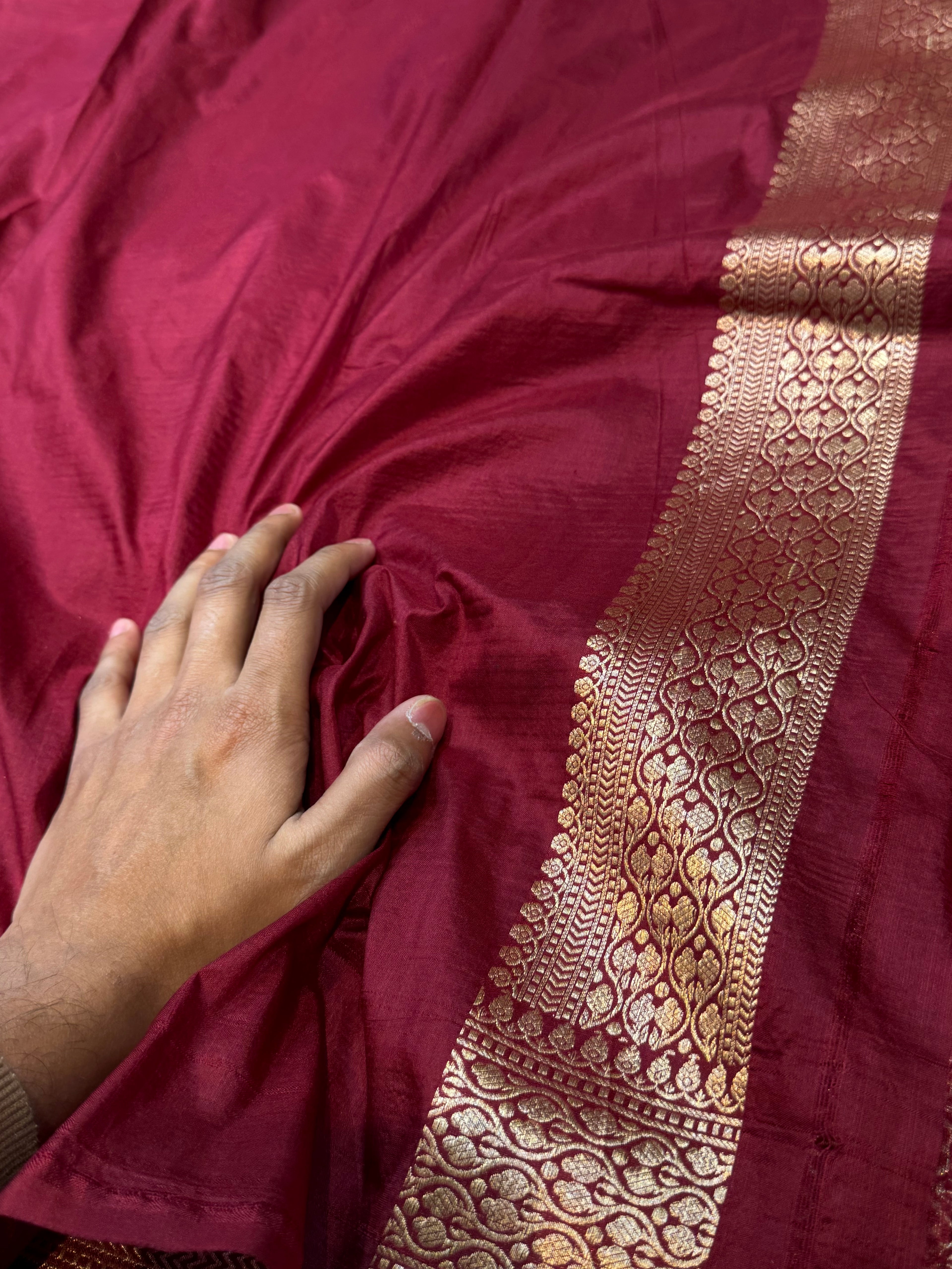 Maroon 100% Pure Katan Silk Saree