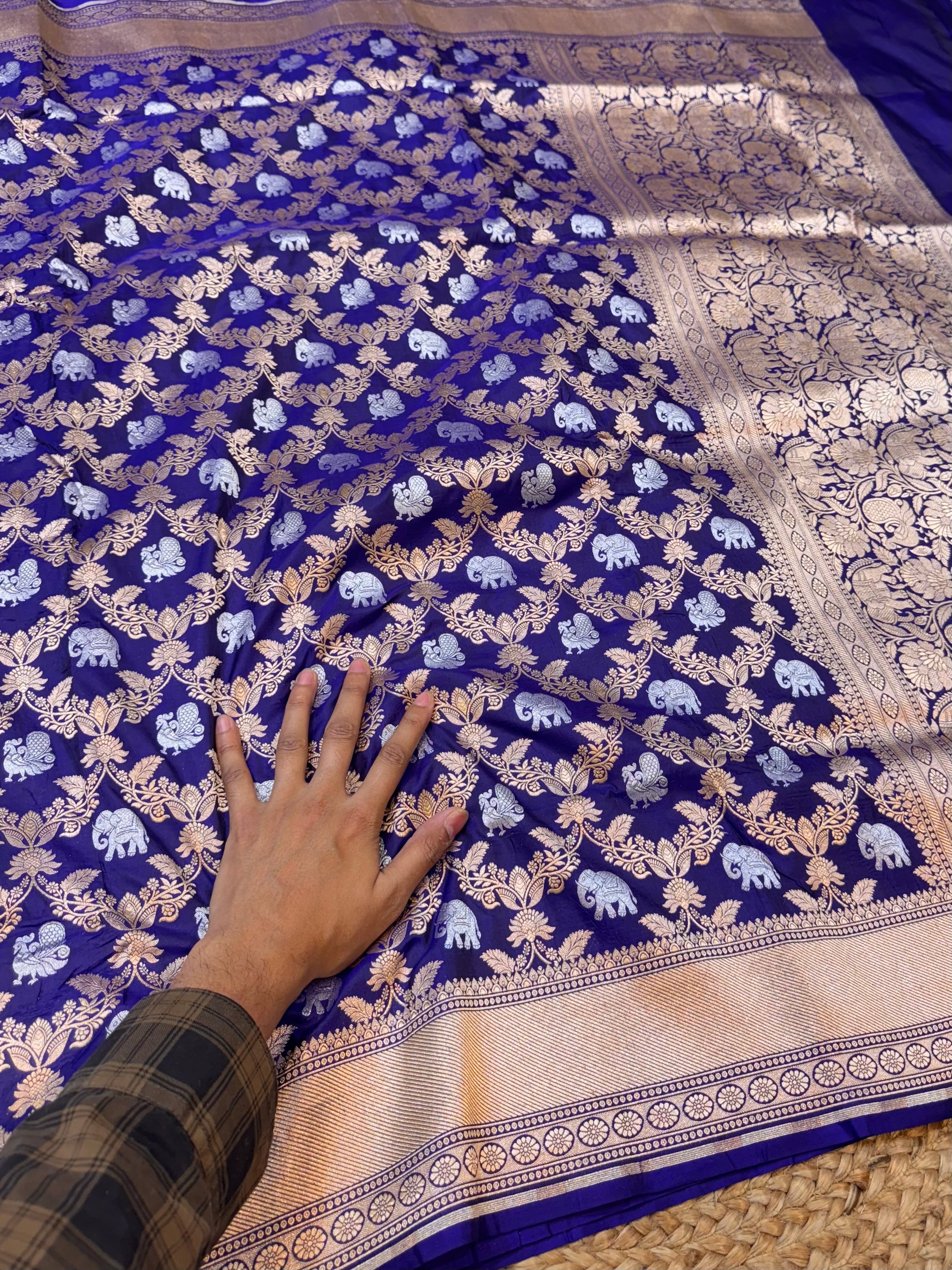 Royal Blue100% Pure Banarasi Katan Silk Meenakari Saree