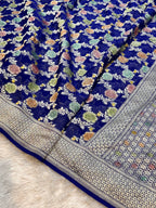 Prebook | Royal Blue 100% Pure Banarasi Khaddi Georgette Meenakari Saree