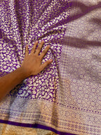 Purple 100% Pure Banarasi Katan Silk Brocade Saree