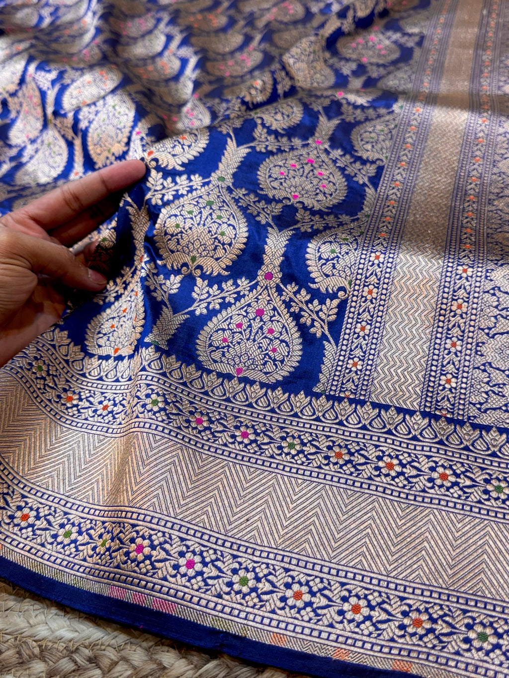 Prebook | Royal Blue 100% Pure Banarasi Katan Silk Meenakari Saree