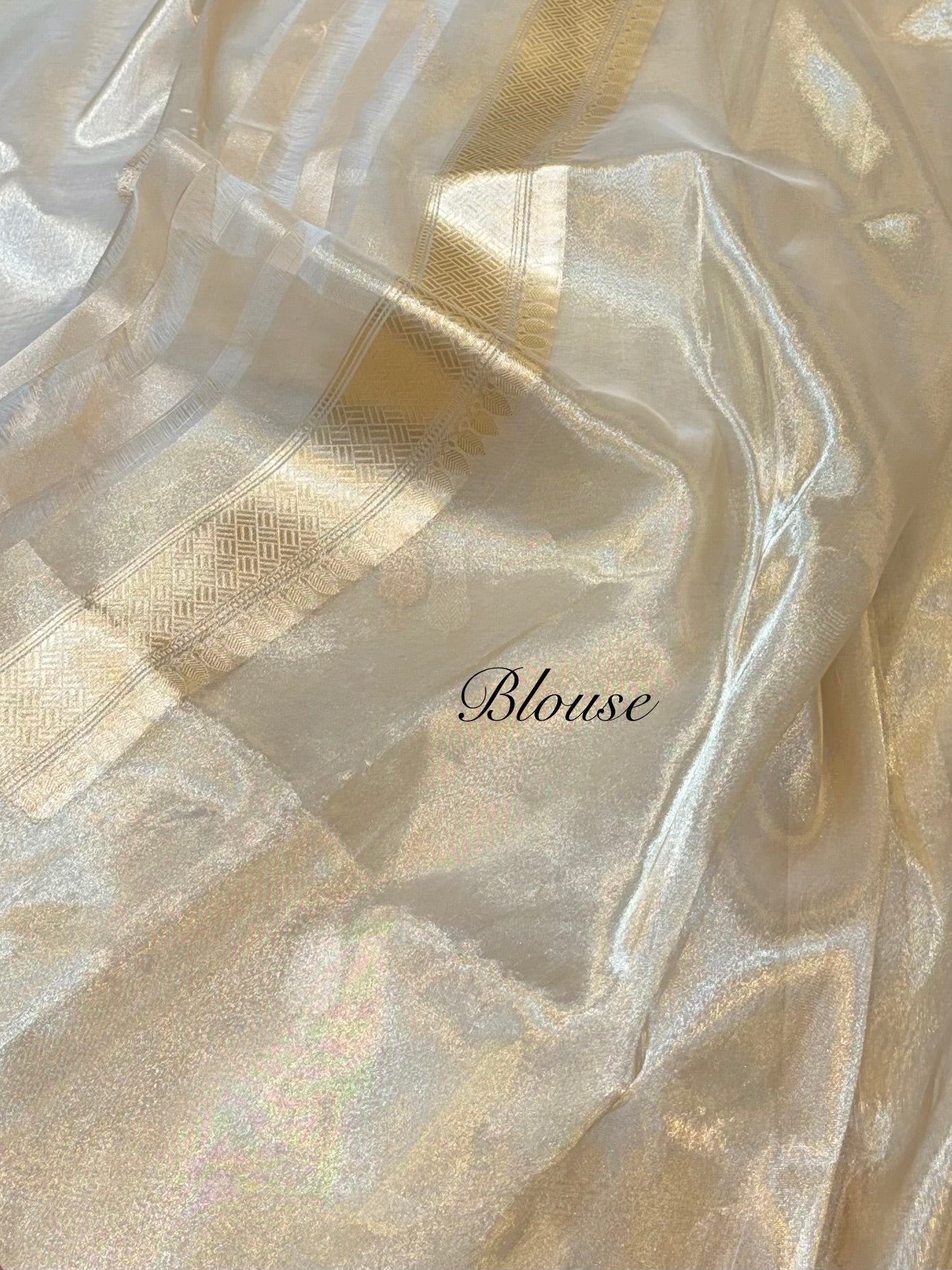 Diamond Gold 100% Pure Banarasi Tissue Silk Handloom Handwoven Saree