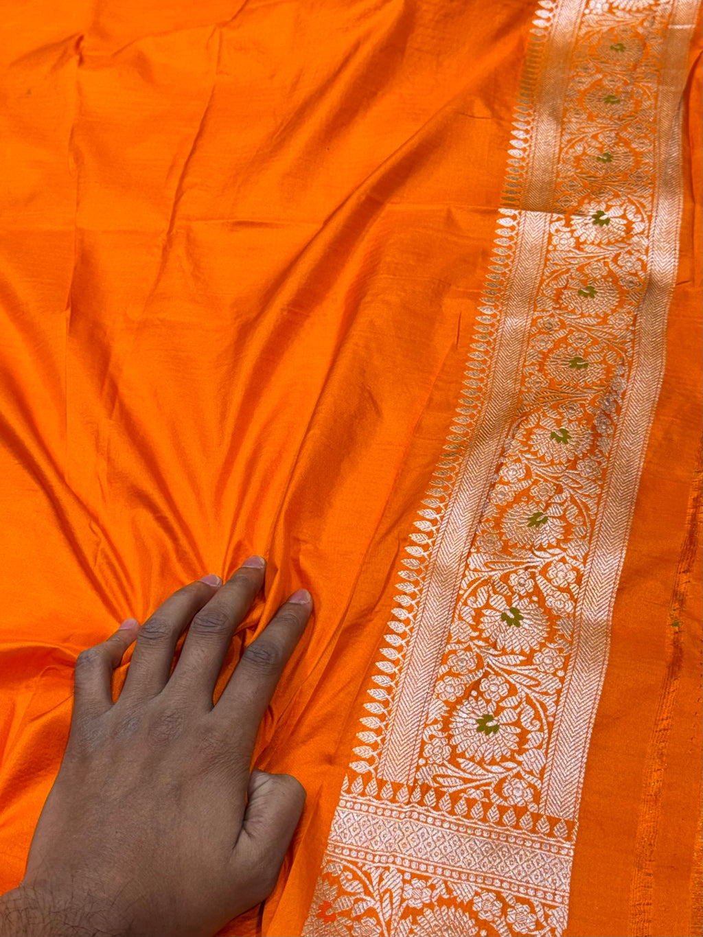 Fanta Orange 100% Pure Banarasi Katan Silk Meenakari Saree