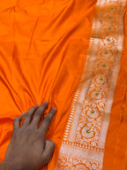 Fanta Orange 100% Pure Banarasi Katan Silk Meenakari Saree