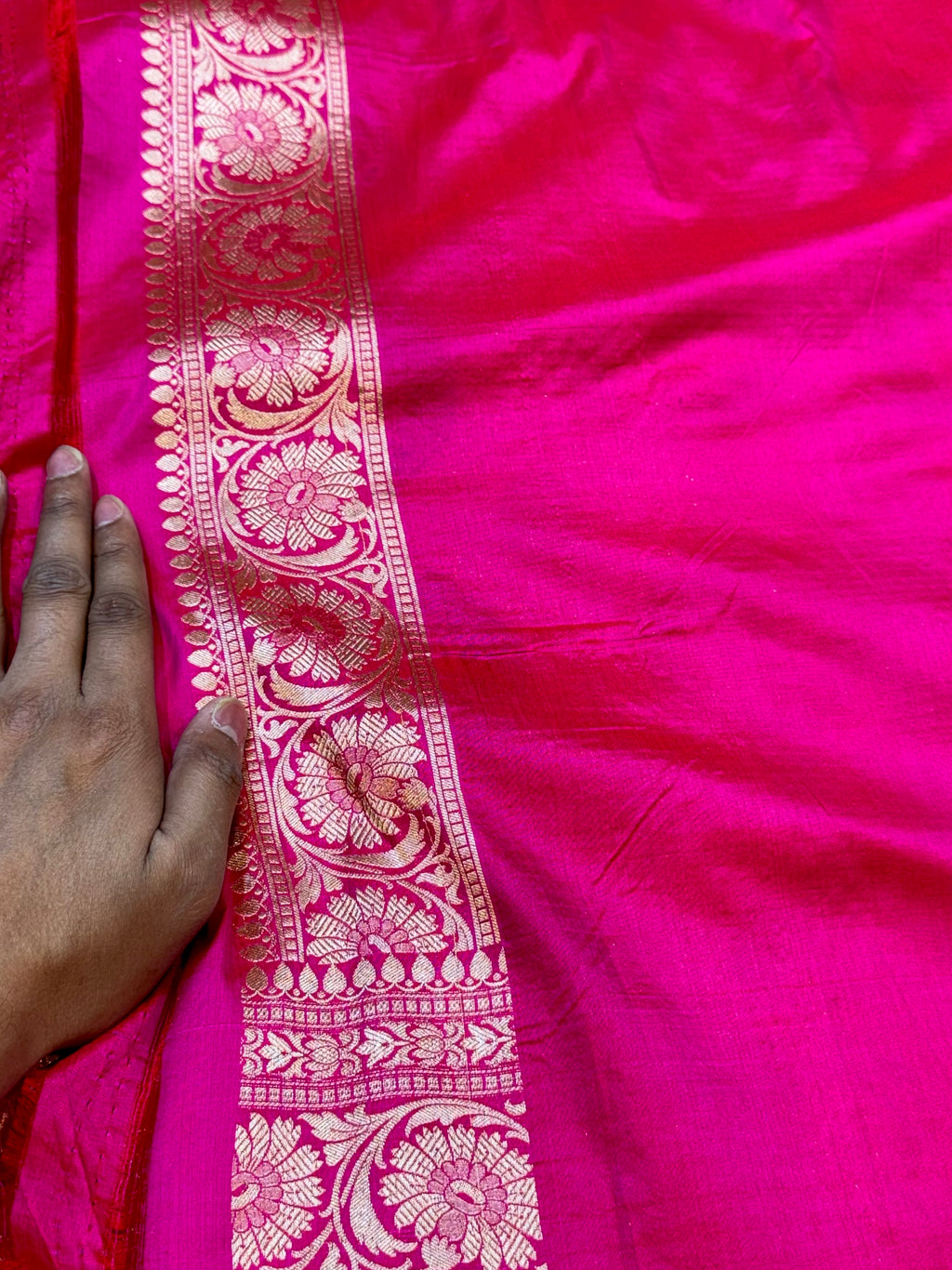 Rani Pink 100% Pure Banaras Katan Silk Rangkaat Saree