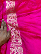 Rani Pink 100% Pure Banaras Katan Silk Rangkaat Saree
