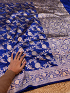 Royal Blue 100% Pure Banarasi Katan Silk Saree