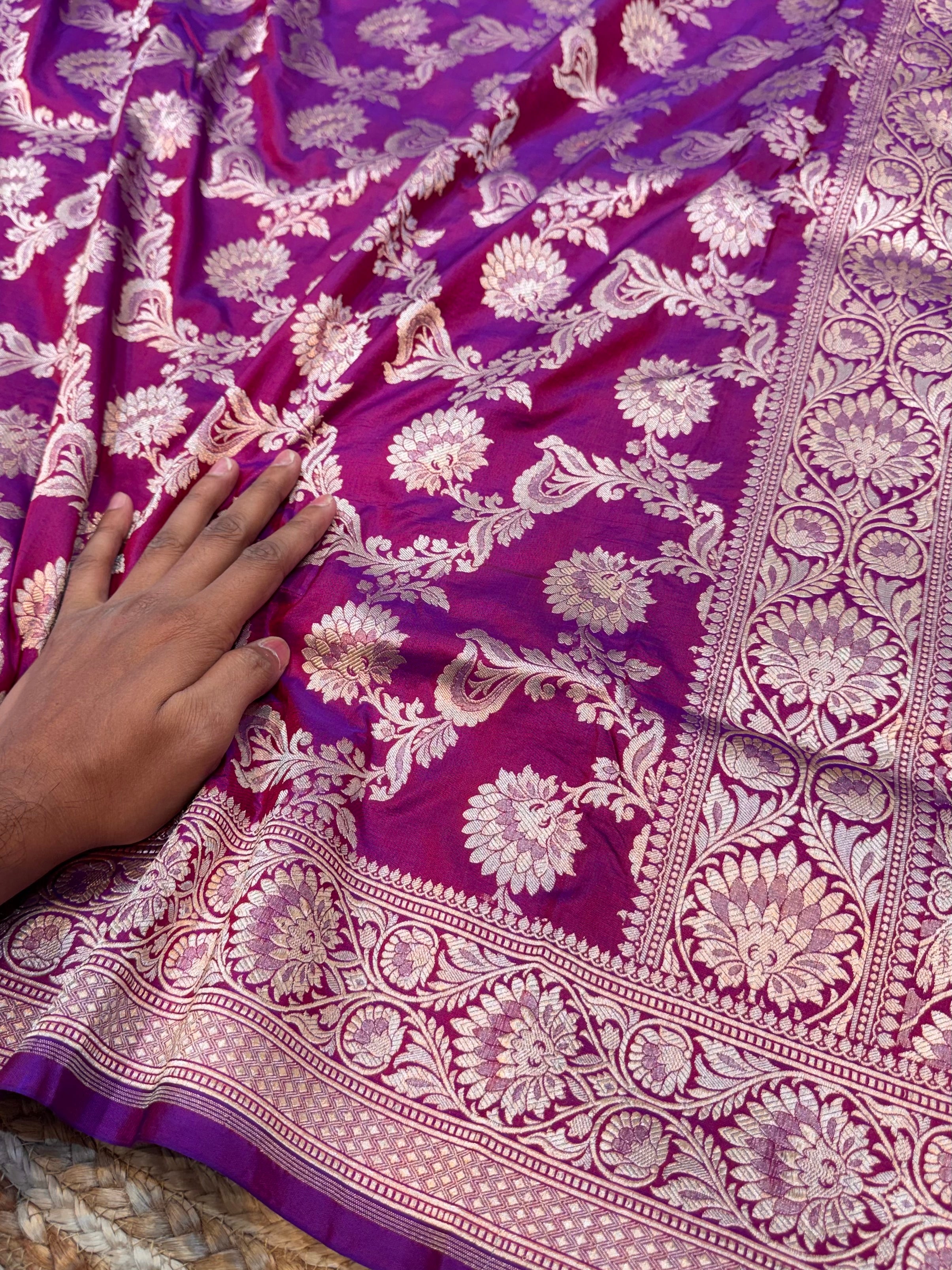 Dual Shade Purple 100% Pure Banarasi Katan Silk Saree