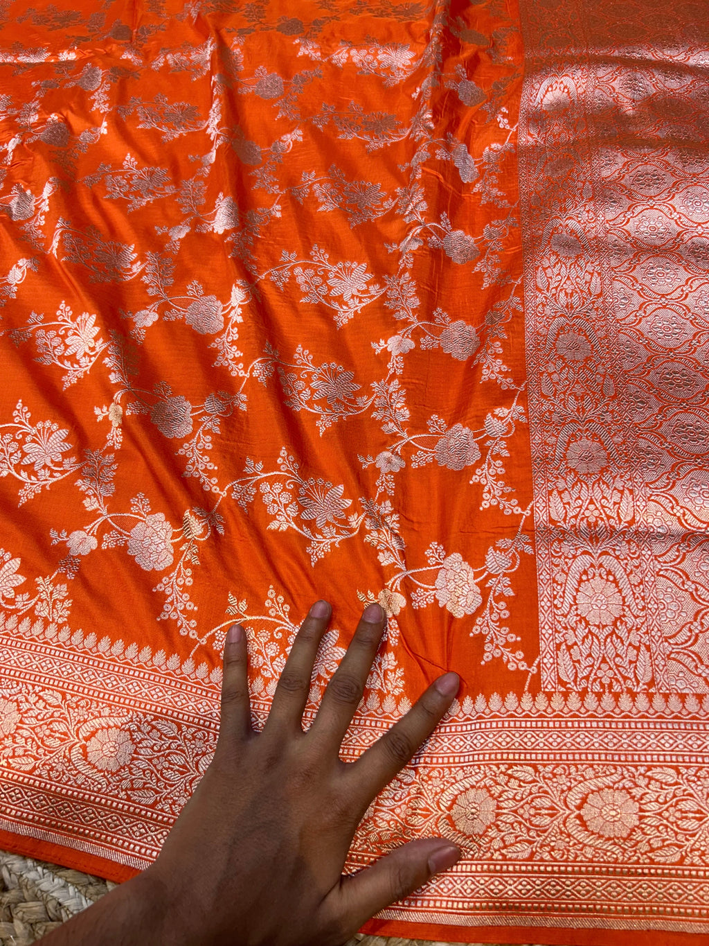 Fanta orange 100% Pure Banarasi Katan Silk Saree
