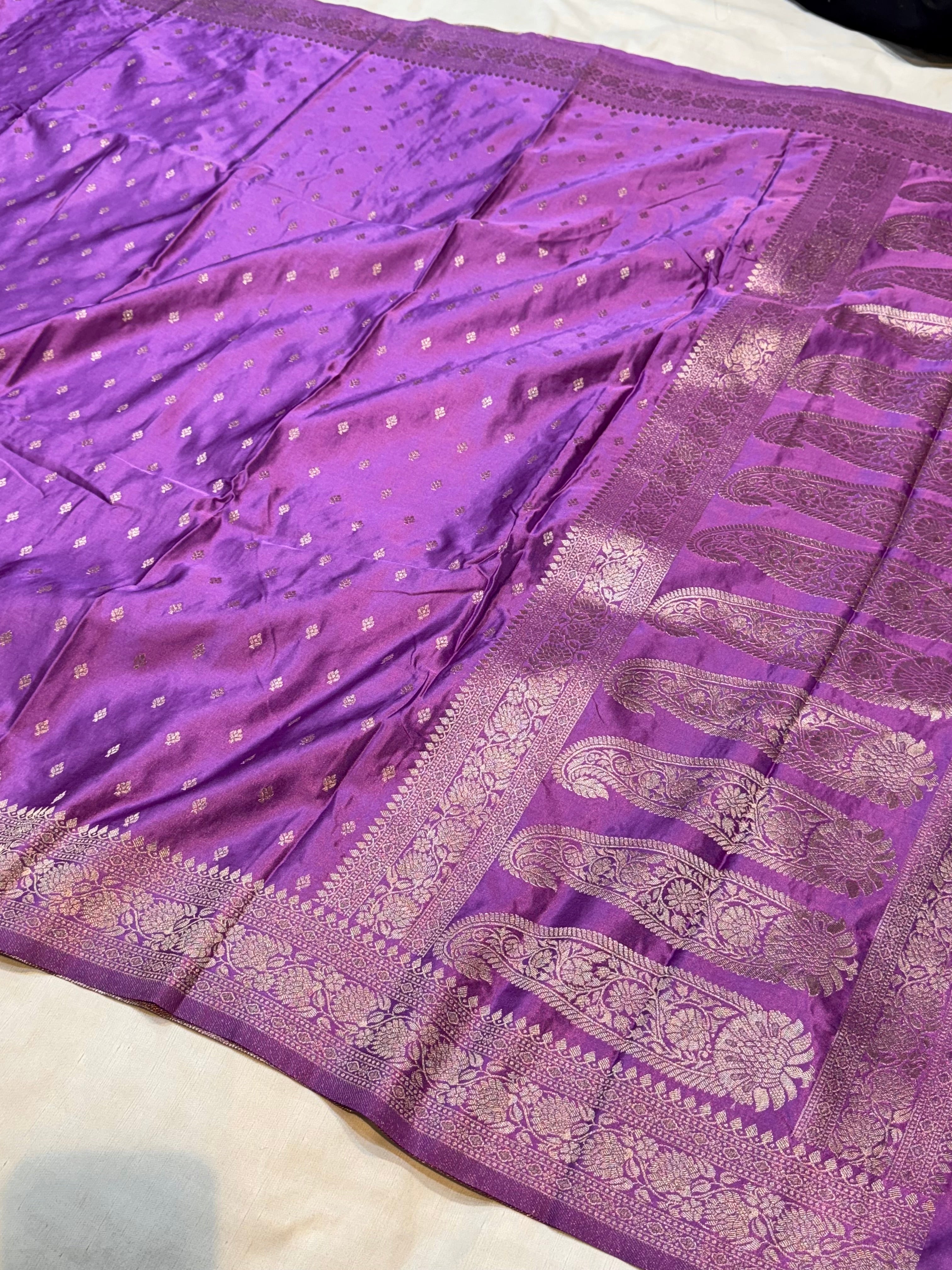 Lavender Banarasi Soft Mashru Silk Partywear Saree