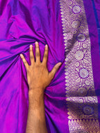 Dual Shade Purple 100% Pure Banarasi Katan Silk Meenakari Saree