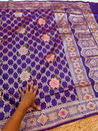 Dual Shade Purple Pure Banarasi Katan Silk Tilfi Meenakari Saree