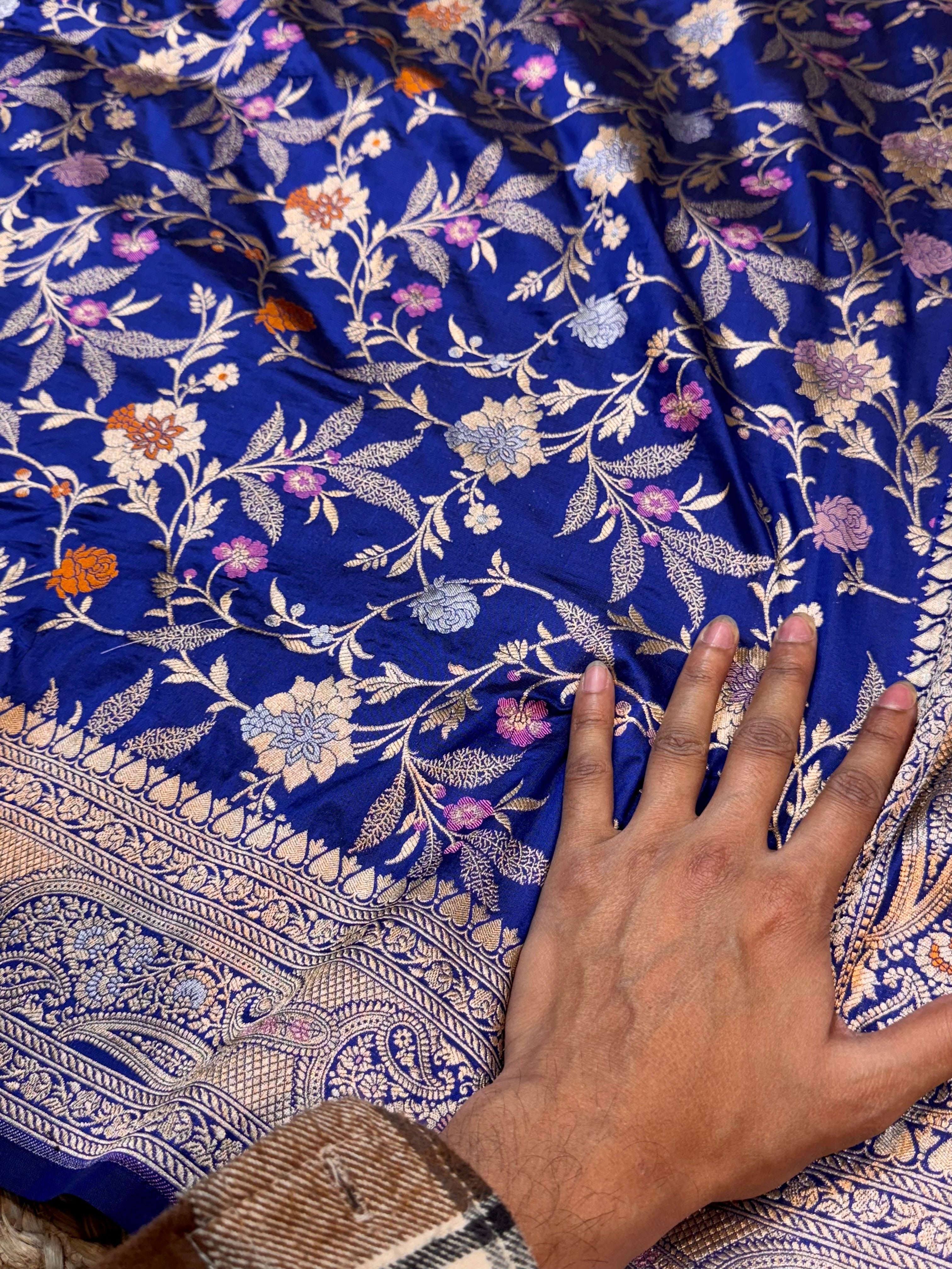 Royal Blue 100% Pure Banarasi Katan Silk Meenakari Saree