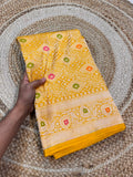 Yellow 100% Pure Banarasi Katan Silk Meenakari Brocade Saree